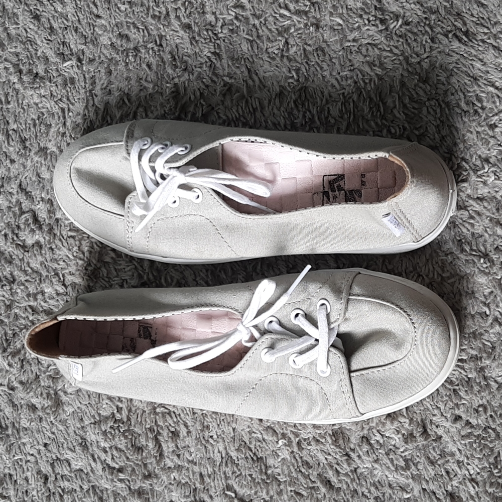 LAST CALL grey and white Slip on vans
